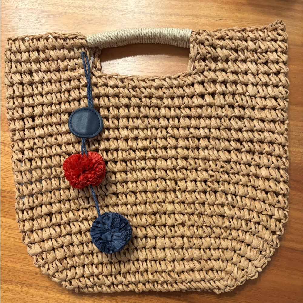 Mark & Graham Straw Tote with Pompom